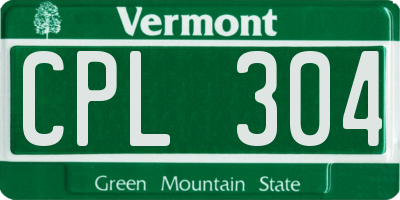 VT license plate CPL304