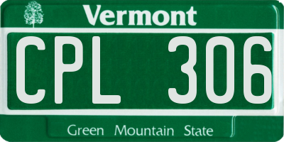 VT license plate CPL306