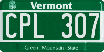 VT license plate CPL307
