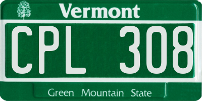 VT license plate CPL308