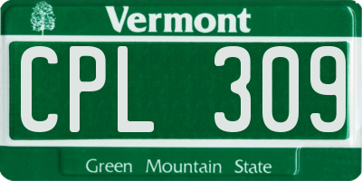 VT license plate CPL309