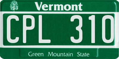 VT license plate CPL310