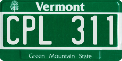 VT license plate CPL311