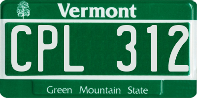 VT license plate CPL312