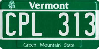 VT license plate CPL313