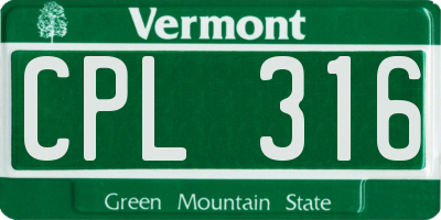 VT license plate CPL316