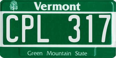 VT license plate CPL317