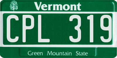 VT license plate CPL319
