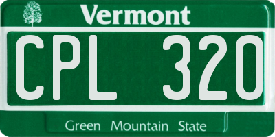 VT license plate CPL320