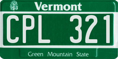 VT license plate CPL321