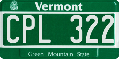 VT license plate CPL322