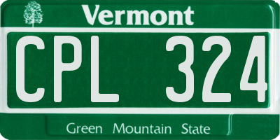 VT license plate CPL324