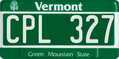 VT license plate CPL327