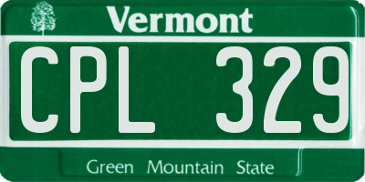 VT license plate CPL329