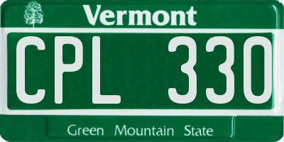 VT license plate CPL330