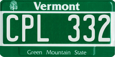 VT license plate CPL332