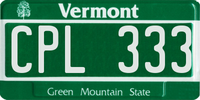 VT license plate CPL333