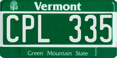 VT license plate CPL335
