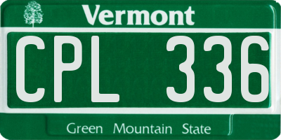 VT license plate CPL336
