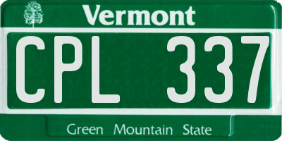 VT license plate CPL337