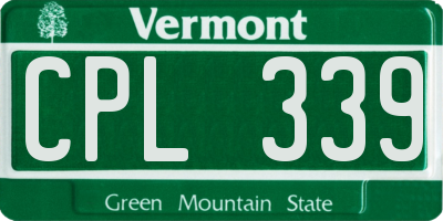 VT license plate CPL339
