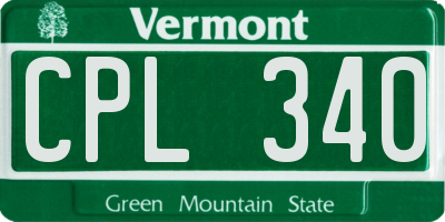 VT license plate CPL340