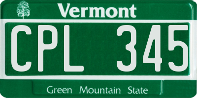 VT license plate CPL345