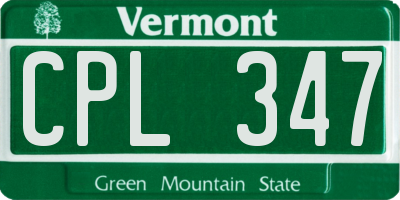 VT license plate CPL347