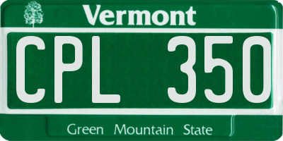 VT license plate CPL350