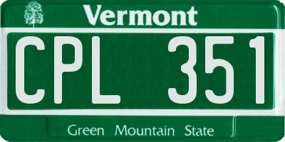 VT license plate CPL351