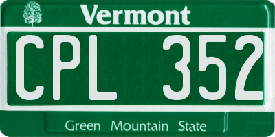 VT license plate CPL352