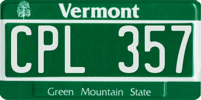 VT license plate CPL357