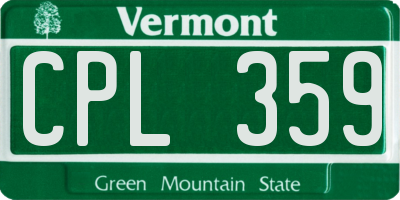 VT license plate CPL359