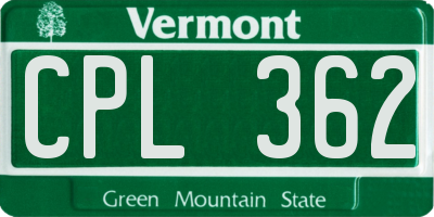 VT license plate CPL362