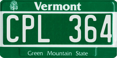 VT license plate CPL364
