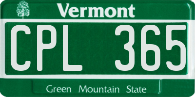 VT license plate CPL365