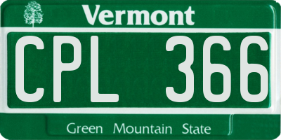 VT license plate CPL366