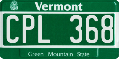 VT license plate CPL368