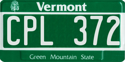 VT license plate CPL372