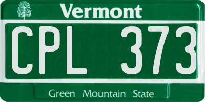 VT license plate CPL373