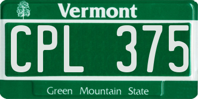VT license plate CPL375
