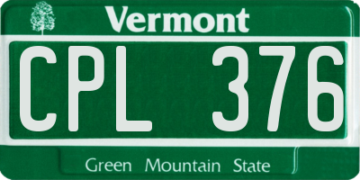 VT license plate CPL376
