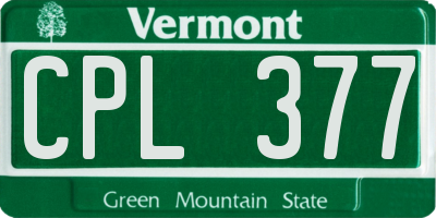 VT license plate CPL377