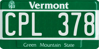 VT license plate CPL378