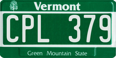VT license plate CPL379