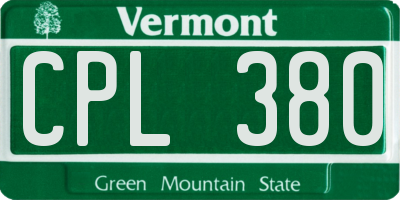 VT license plate CPL380