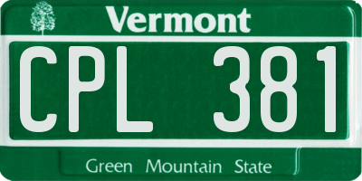 VT license plate CPL381