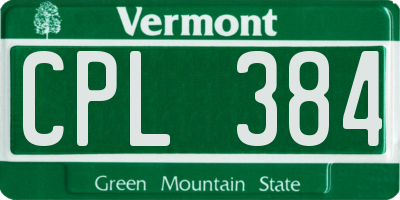 VT license plate CPL384
