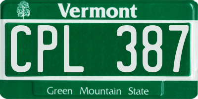 VT license plate CPL387
