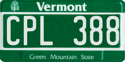 VT license plate CPL388